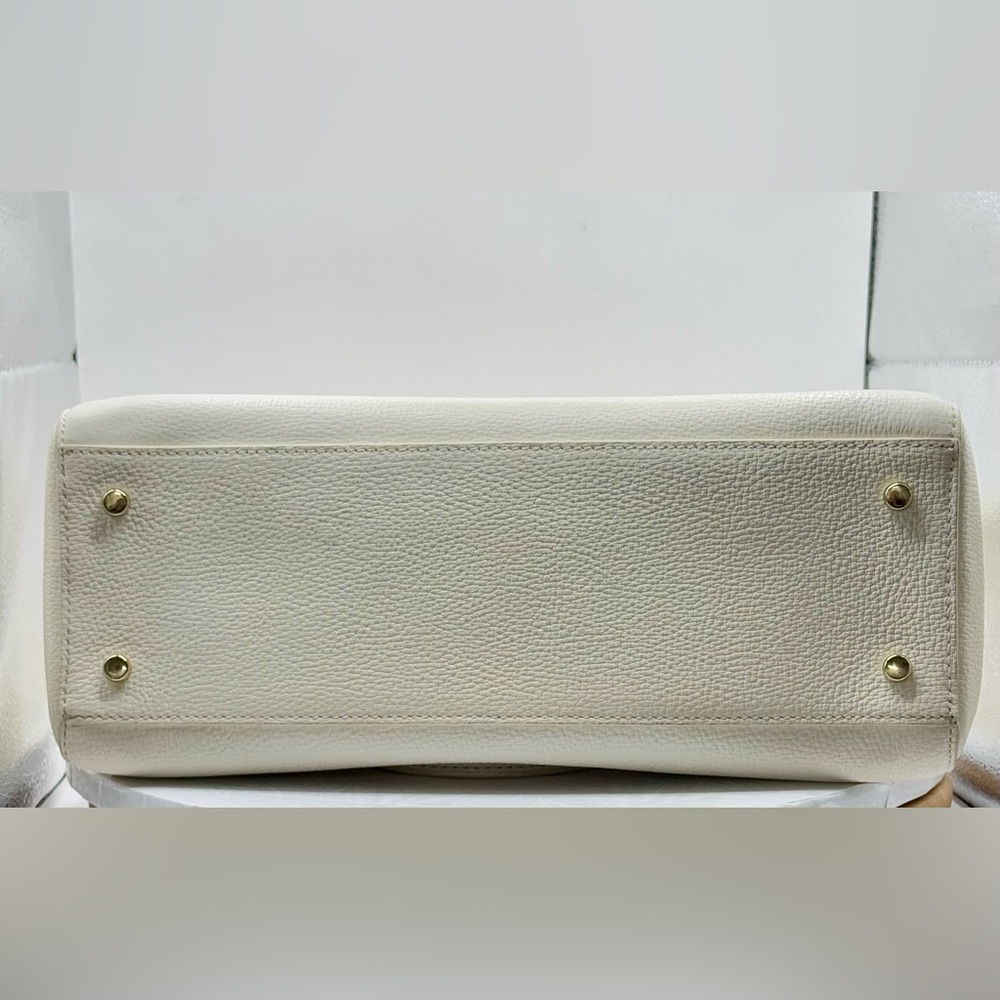 Kate Spade White & Beige Henderson Street Leather Satchel Shoulder Bag with Bow - Picture 5 of 12